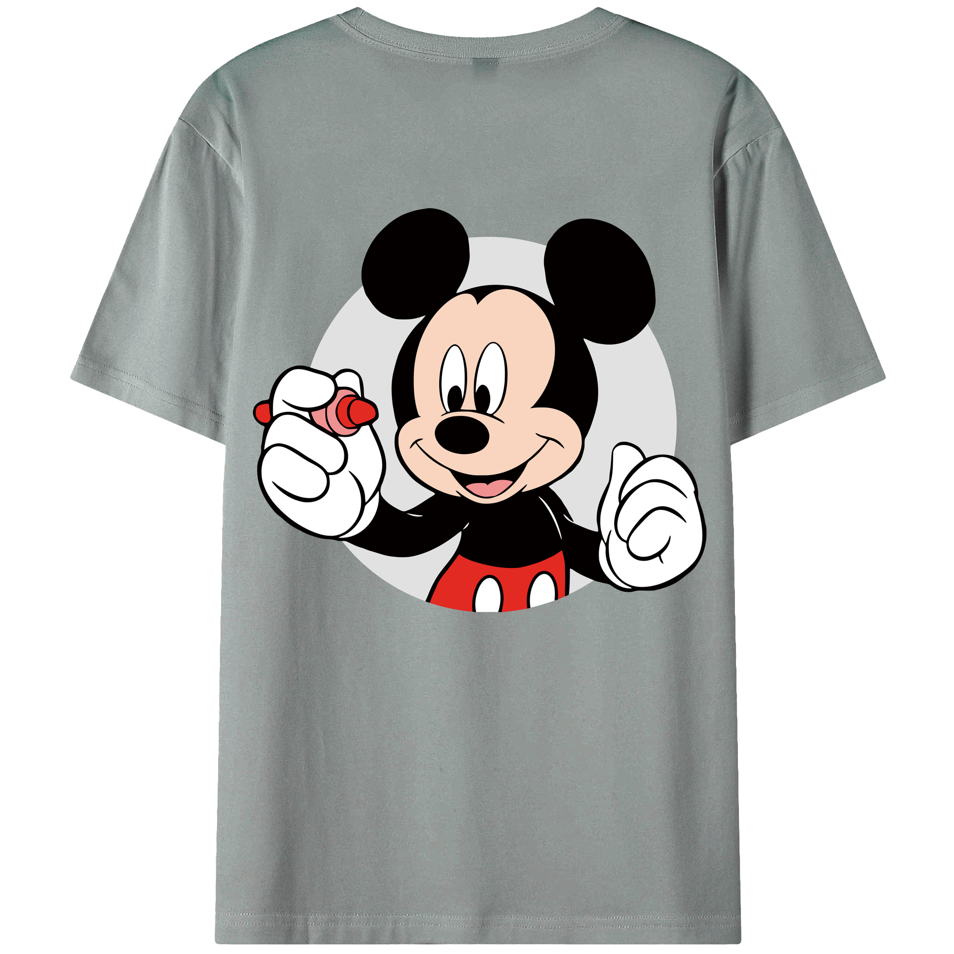 ミッキーマウス Mickey Mouse 綿100％ メンズ半袖Tシャツ（バックプリント） 通気性